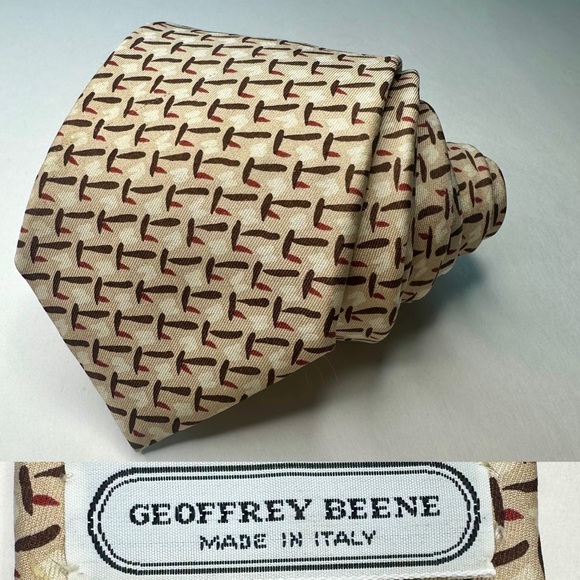 Geoffrey Beene Slim Silk Geometric Tie, Handmade Italy 3” - Picture 1 of 5